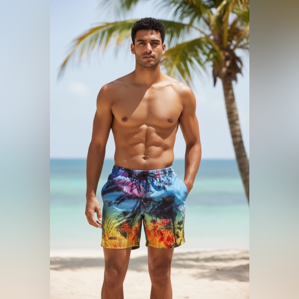 Tropical Vibes Blue and Yellow Board Shorts fxr NWT
